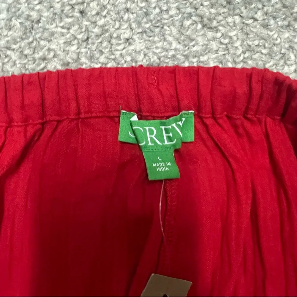 J Crew Relaxed Beach Pants Womens Large Red Airy Gauze BX630 Travel Cover Up NEW - Picture 6 of 11